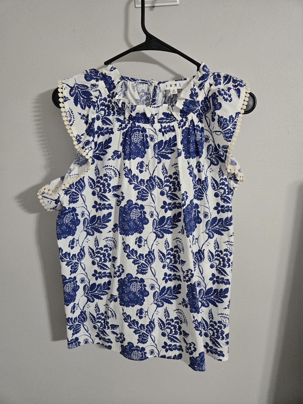 Blue Floral Ruffle-Sleeve Kids Dress